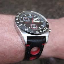 Black And Red Watch Straps Hirsch Rally Natural Leather Racing Watch Strap In Black Red Natural Leather Watch Strap Black And Red