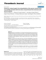 Antikoagulantien werden in der medizin dazu verwendet. Pdf Catheter Related Septic Thrombophlebitis Of The Great Central Veins Succesfully Treated With Low Dose Streptokinase And Antimicrobials