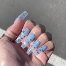 Coffin Nails 35 Gorgeous Coffin Nail Designs Coffin Nails Designs Blue Acrylic Nails Pretty Acrylic Nails
