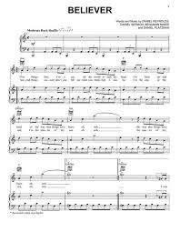 imagine dragons believer sheet music notes chords