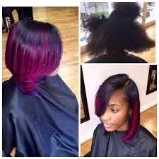 Pink And Black Hair Studio Pinkhair Purplehair Naturalhair Silkpress Natural Hair Styles Pink Black Hair Purple Hair