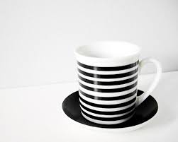 Black And White Teapot Set Vintage Striped Cup With Saucer Black White Teacup And Plate Cup With Stripes Vintage Ceramic Black Decor White Porcelain