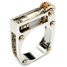 Geometris Mekanik Roda Gigi Cincin Untuk Wanita Pria Emas Warna Perak Punk Pernikahan Modern Perhiasan Cincin Cincin Rings Aliexpress
