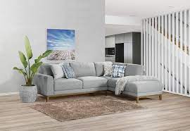 allana fabric corner lounge with chaise amart furniture furniture light blue couches lounge