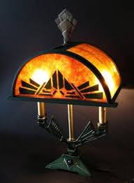 Art Deco Mantle Lamp By M Hames 1920s Custom Mica And Wood Shade Original Finish Two Candles Art Deco Lamps Art Deco Lighting Art Deco Furniture