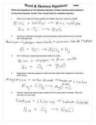 1 Worksheets Writing Word Equations Chemistry Printable Worksheets Writing Word Equations Che Writing Words Equations Learning Worksheets