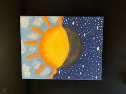 Half sun half moon painting. Half Moon Half Sun Painting 2101376701