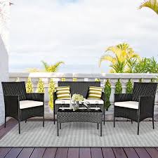 I love how the table turned out! Costway 4pcs Patio Rattan Cushioned Sofa Coffee Table Backyard Porch Walmart Canada
