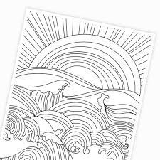 Download this gorgeous ocean adult coloring page. Sunset Ocean Waves Coloring Page Digital Printable Etsy