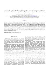 Namun faktanya, sejumlah wilayah di indonesia kerap mengalami krisis air bersih, terutama di daerah perkotaan. Pdf Analisis Penyebab Dan Dampak Degradasi Air Pada Lingkungan Hidup