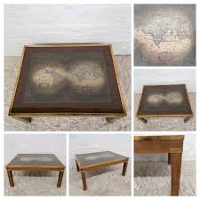 W 63″ x d 31.5″ x h 14.18″. Vintage Map Globe Coffee Table Objectify