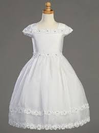 Lito Girls White Lds Baptism Ribbon Lace Tea Length Dress Sp919 Lace Tea Length Dress First Communion Dresses Girls Communion Dresses