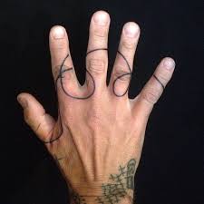 Just a clip of the fingers, leaving some hypnotize, in a trance. Hand Poked Continuous Line Tattoo On The Fingers
