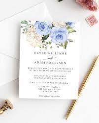 Editable Wedding Invitation Template Blue Floral Printable Diy Wedding Invitation Instant Download Darcy Floral Wedding Invitation Templates Wedding Invitations Printable Templates Wedding Invitation Inserts