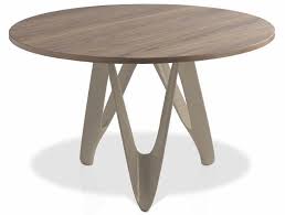 designer table ronde plateau bois noyer et pied fibre de verre laque taupe perla dimensions d 110 x h 76 cm lestendances fr plateau bois salle a manger bois massif fibre de verre