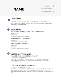 Next, the fresher should concentrate on his/her education and credentials, then professional work experience below it. Sample Resume Of Civil Engineering Fresher