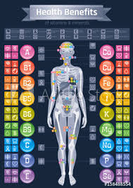 mineral vitamin effect icons health benefit flat vector