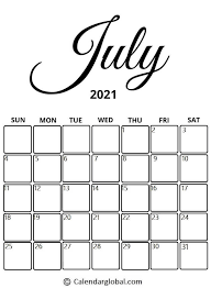 Free july 2021 calendar templates in word, pdf formats. Printable Cute Blank July 2021 Calendar With Holidays