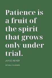 Patience Is A Fruit Of The Spirit That Grows Only Under Trial Joyce Meyer Patience Mindset Motiv Good Life Quotes Fruit Quotes Motivational Quote Posters