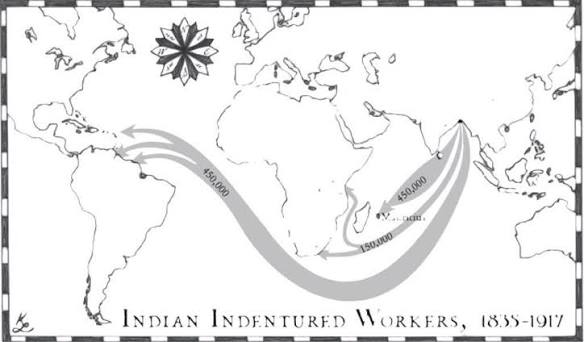 UN The British "transported" 450,000 Indian "indentured laborers" (slaves) to Mauritius, 450,000 to the Caribbean region and Guyana, and 150,000 to South Africa. That's a MILLION (ten lakh) Indians forced into slavery,