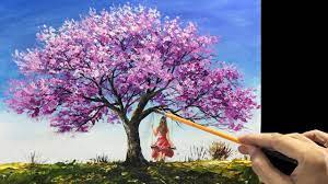 Including a new youtube video tutorial! Cherry Blossom Palette Knife Painting On Canvas By Acrylic Paints Youtube