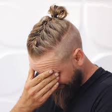 Men Long Hairstyles With Beards Men Braided Bun With Beard Men Bun With Beards Hair Styles Mens Braids Hairstyles Viking Hair