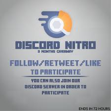 Not open for further replies. Pixelpoly Digital On Twitter Hey We Are Doing 3 Months Of Discord Nitro Giveaway To Join You Must Follow Retweet Like This Tweet Or Join Our Discord Server At Https T Co Dnapywm204 More Information Below Giveaway