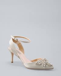 Badgley Mischka Fana Embellished Satin Heels White House