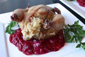 Season with salt and pepper and drizzle with olive oil. Thanksgiving For Two Cornish Game Hens Stuffed With Sausage Apple Risotto Dash Of Les