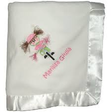 Carters john lennon cotton baby blanket white yellow satin trim guc. Baby Blankets Home Living Personalized Satin Edged Microfleece Baby Blanket With Fuzzy Bear Baby Embroidery And Child S Name Or Monogram