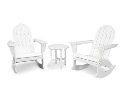 Vineyard 3 Piece Adirondack Rocking Chair Set In Vintage Finish In 2021 Adirondack Rocking Chair Trex Outdoor Furniture Rocking Chair Set