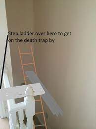 That means that if you want to paint on your stairs, then you will need a ladder for painting that is strong and safe enough. How Do I Safely Paint The Walls And Ceiling In This High Ceiling Staircase Home Improvement Stack Exchange