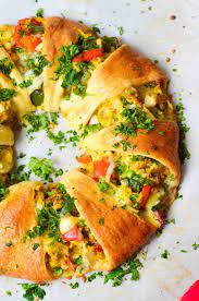 Starting on the longer side of the rectangle, roll up the edge tightly. Egg And Vegetable Crescent Roll Breakfast Ring Worn Slap Out