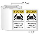 5" x 3" Team Lift Labels - White Paper - ST6736WD