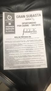 Falabella se va de la argentina y anunció que liquidará sus últimos activos en el país en dos subastas públicas que se realizarán de manera virtual y de las que pueden participar toda persona interesada. Falabella Subasta Cordoba