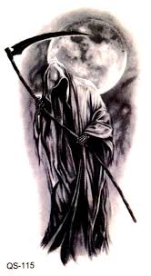 1 79 Gbp Grim Reaper Death Horror Mini Temporary Tattoo Fancy Dress Costume Gothic Ebay Fashion Reaper Tattoo Grim Reaper Drawing Grim Reaper Tattoo