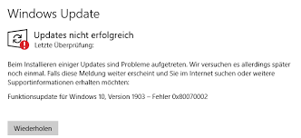 Dass der fehlercode 0x80070002 mit der meldung einhergeht, dass das. Spass Mit Windows Updates Funktionsupdate Fur Windows 10 Version 1903 Fehler 0x80070002 Patrick S Pinguin Wg
