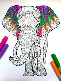 Elephant Pdf Zentangle Coloring Page Por Djpenscript En Etsy Elephant Coloring Page Elephant Drawing Coloring Pages