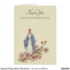 Greeting Card For Mother Mary Birthday Blessed Virgin Mary Thank You Condolences Catholic Funeral Sympathy Thankyou Thanky Bridesmaid Thank You Cards Funeral Thank You Cards Blessed Virgin Mary
