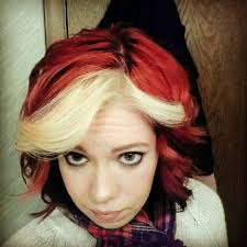 Always—and we mean always!—use a heat protectant product before. Red Hair With White Blonde Bangs Red To Blonde Red Blonde Hair Blonde Bangs