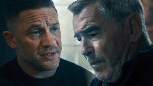 Harry (Tom Hardy) and Conrad (Pierce Brosnan) plan for their meeting with  the man who killed Conrad's son in this 'Mobland' sneak peek.