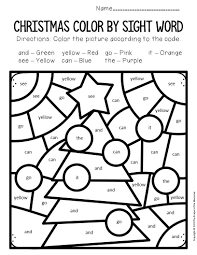 Color By Sight Word Christmas Pre K Worksheets Sight Words Kindergarten Sight Words Christmas Kindergarten