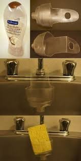 Kitchen Sink Sponge Holder From Plastic Bottle Diy Plastic Bottle Plastic Bottle Crafts Recycle Plastic Bottles