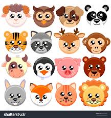 Cute Cartoon Animals Head Round Shape Bear Cat Dog Pig Rabbit Cow Deer Lion Sheep Ti Cute Cartoon Animals Cartoon Drawings Of Animals Cartoon Animals