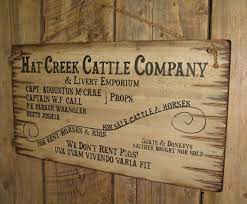 Hat Creek Cattle Company Livery Emporium Large Lonesome Etsy In 2021 Hat Creek Cattle Company Lonesome Dove Sign Wooden Signs