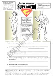Select your hero set, then enter your hero name to create your own superhero with initials on the chest. Design A Superhero Esl Worksheet By Sheepy Pete