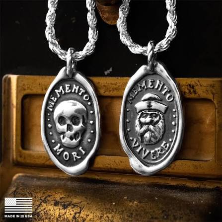 Memento Mori + Memento Vivere Men's Necklace | Stainless Steel Cable Chain 26" | Maritime Supply Co. | Made in the USA