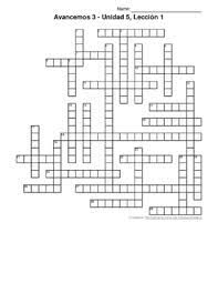 Unidad 1 leccion 1 answer key. Avancemos 3 Unit 5 Lesson 1 5 1 Crossword Puzzle By Senora Payne