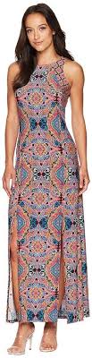 London Times Technicolor Tile Maxi Dress W Slits Women S Dress Maxi Dress Floral Print Dress Long Rose Maxi Dress