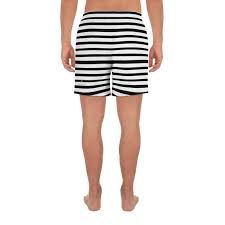 Black And White Striped Shorts Mens Modern Black White Horizontal Stripe Print Men S Athletic Best Long Shorts Made In Eu In 2020 Stripe Print Long Shorts Horizontal Stripe